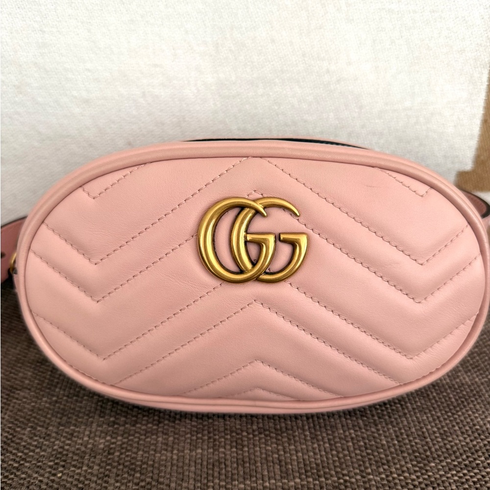Authentic Gucci GG Marmont Matelassé Leather Belt Bag Waist bag light pink - Picture 4 of 16